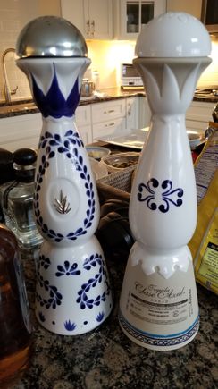 From my son....pictured are Clase Azul Repesado and Anejo....750ml's. He got me a 1.75 liter of the Repesado. 🤪
