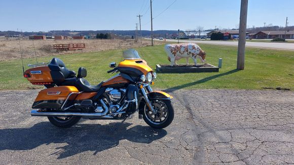 New Glarus, WI. I turned back towards home a few miles west of there. I was at 101 miles when i turned back. 