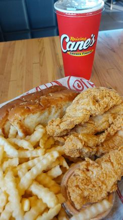 After mowing two lawns and doing a 3 hole oil change, i decided i deserved some Cane's. 