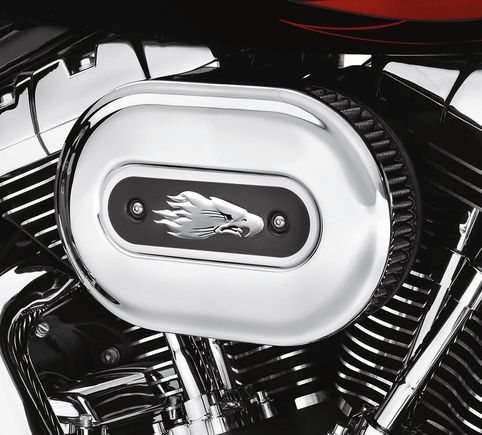 SCREAMIN' EAGLE VENTILATOR PERFORMANCE AIR CLEANER KIT
Kit Number 28721-10 (chrome)