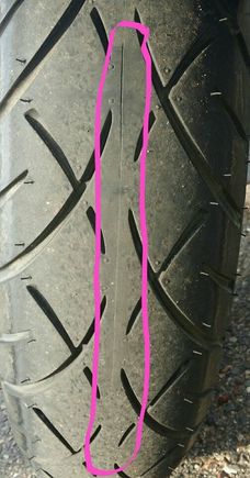 This goes around the whole tire, looks like its from the tire mould they pop the tire out of.