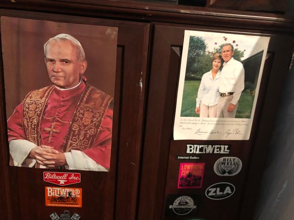 The Holiness watches over our bikes