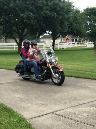 '17 Heritage - Riding with my 10 year old granddaughter - as you can see we are nicely color coordinated.
