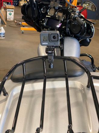 Mounted on luggage rack