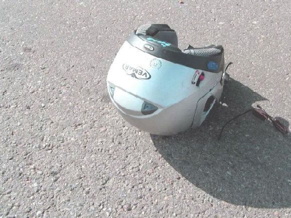 helmet flexed so hard hat I slipped the chin strap