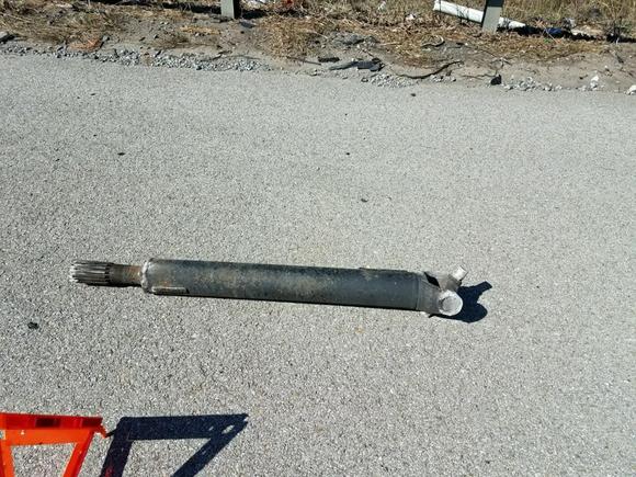 18 wheeler drive shaft she hit.