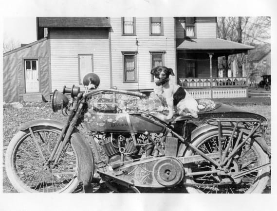 My grandfather's Harley-Davidson sidecar outfit in Homer, NY.