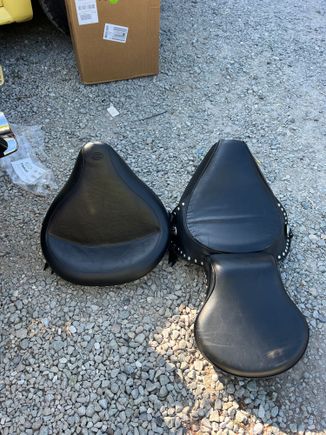 Stock seat on Right.

Mustang Solo Wide on Left