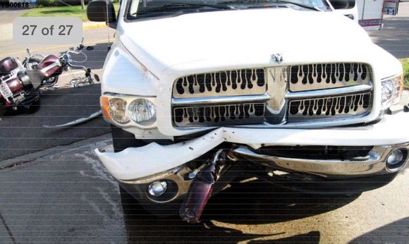 front fender lodged in the block