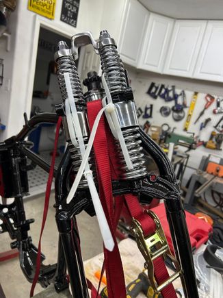 Found out I left the under side jam nut off and have to take it apart to put under the tree cover  used tie straps to keep it together !