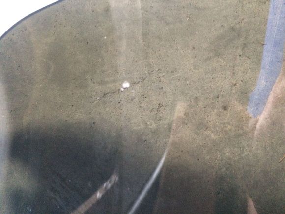 Small chip on the right side when sitting on the bike