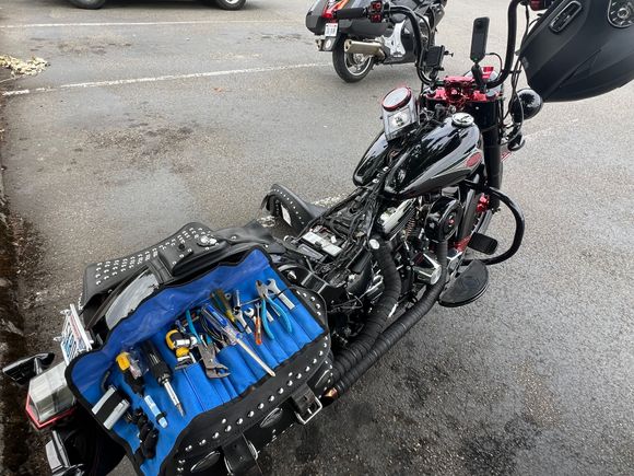 Very first shot of the ride was me running a new phone charging cable between the tanks and through the trees because the old one died. Was a quick fix, but a lot of people thought I had major issues going on.. and they’re probably not wrong. Haha