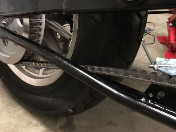 The belt is hitting on the exhaust support.