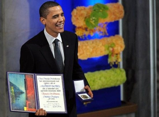 The Lying Pig Of A Back-Stabbing Son Of A Whore Accepting The Nobel Prize For Peace