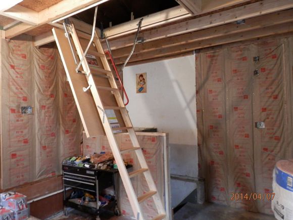 ceiling joist and attic ladder electric all in ready to insulate the ceiling