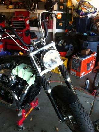 Fat Boy headlight. I couldn't wait to see so just stuck it up there to whet my appetite. Still needs more stuff on the front end though.