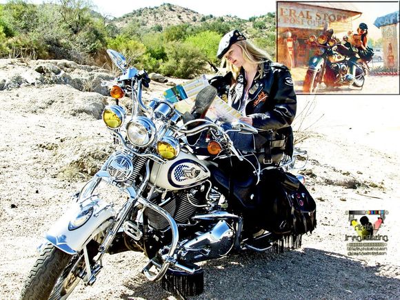 Kellster imitates the classic 1930s 'Enthusiast' illustration (insert). Saguaro Lake- 2006