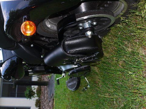 Solo Bag with Passenger floor boards http://www.sideroadcycles.com/ImportedMotorcycles/Leatherworks/312_Chopper_Bag.html