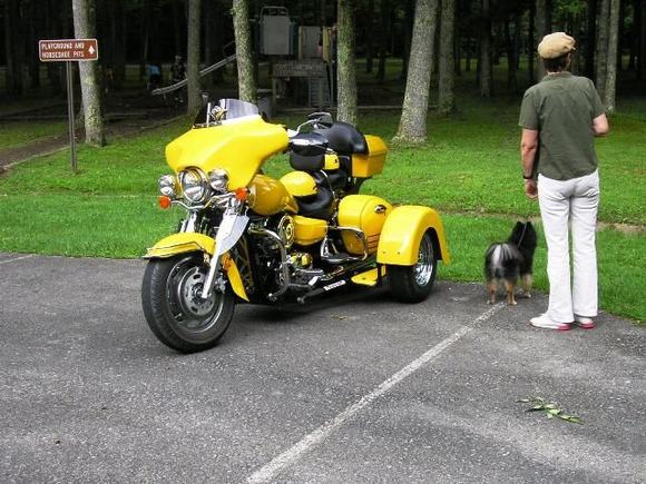 My 06 Nomad Trike, wife and Buddy dog