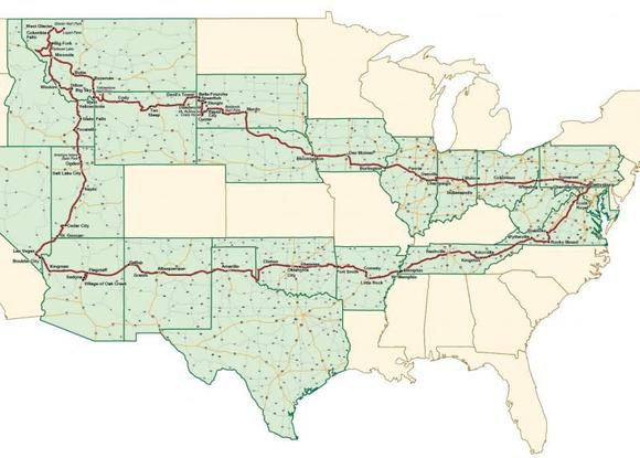 Trip route. Begins and ends in Gettysburg, PA