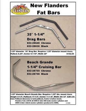 Flanders Fat Drag Bars and Beach Bars at www.SideRoadCycles.com