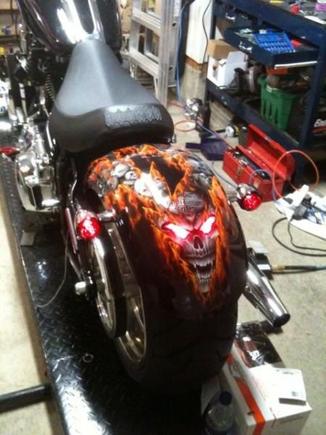 Rear fender with french'd lights