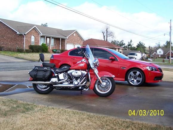 Scarlet Red '10 FLSTC
'08 G8 GT in the background (love red)
