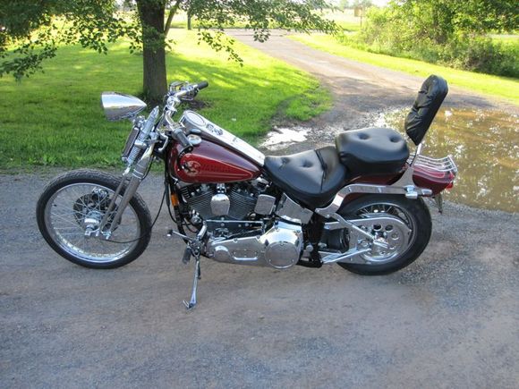 Drag bars installed, extended front controls removed (stock controls installed), front fender removed