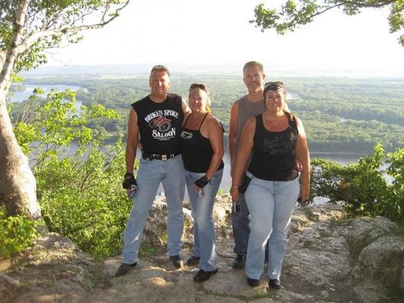 Overlooking the river valley.
Dawn and myself on the left. Our good friends Dan and Cheryl on the right.