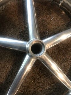 now I get to polish the crap outta these I have several discs, buffing wheels, orbital buffer, etc, and SIMICHROME from Germany, than I'm gonna clear coat paint over finish to lock it in, till I do wheel upgrade, it will "hold me over" I wanted to here, my mechanic brought me down to earth, he like lets do the motor etc wheel brakes,,all work lines up, next is bars, suspension, rims 21 front 3.5....im ALL IN!!!