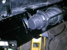 Fitting the winch and bumper to the vehicle.  It Fits, Perfectly.  But, Not a 1/8" to spare...