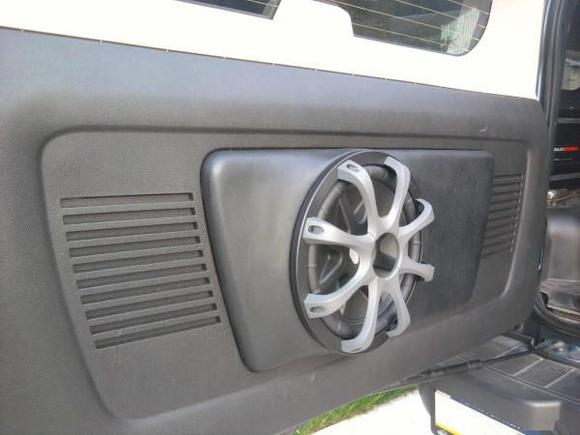 Sub installed in rear tailgate.
