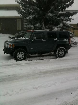 First snowfall. My day was pulling 1 women out of the ditch and having some fun in an empty parking lot.