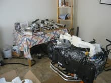 Building an engine in the kitchen/dining room :)

AMS Rotated GT3076R V-Band Turbo kit 0.82 in the background