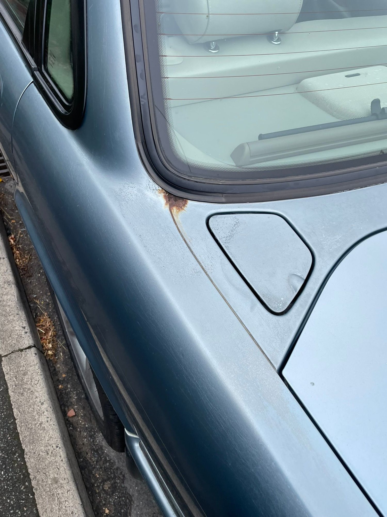 Clear coat destroyed and corrosion creeping through. 