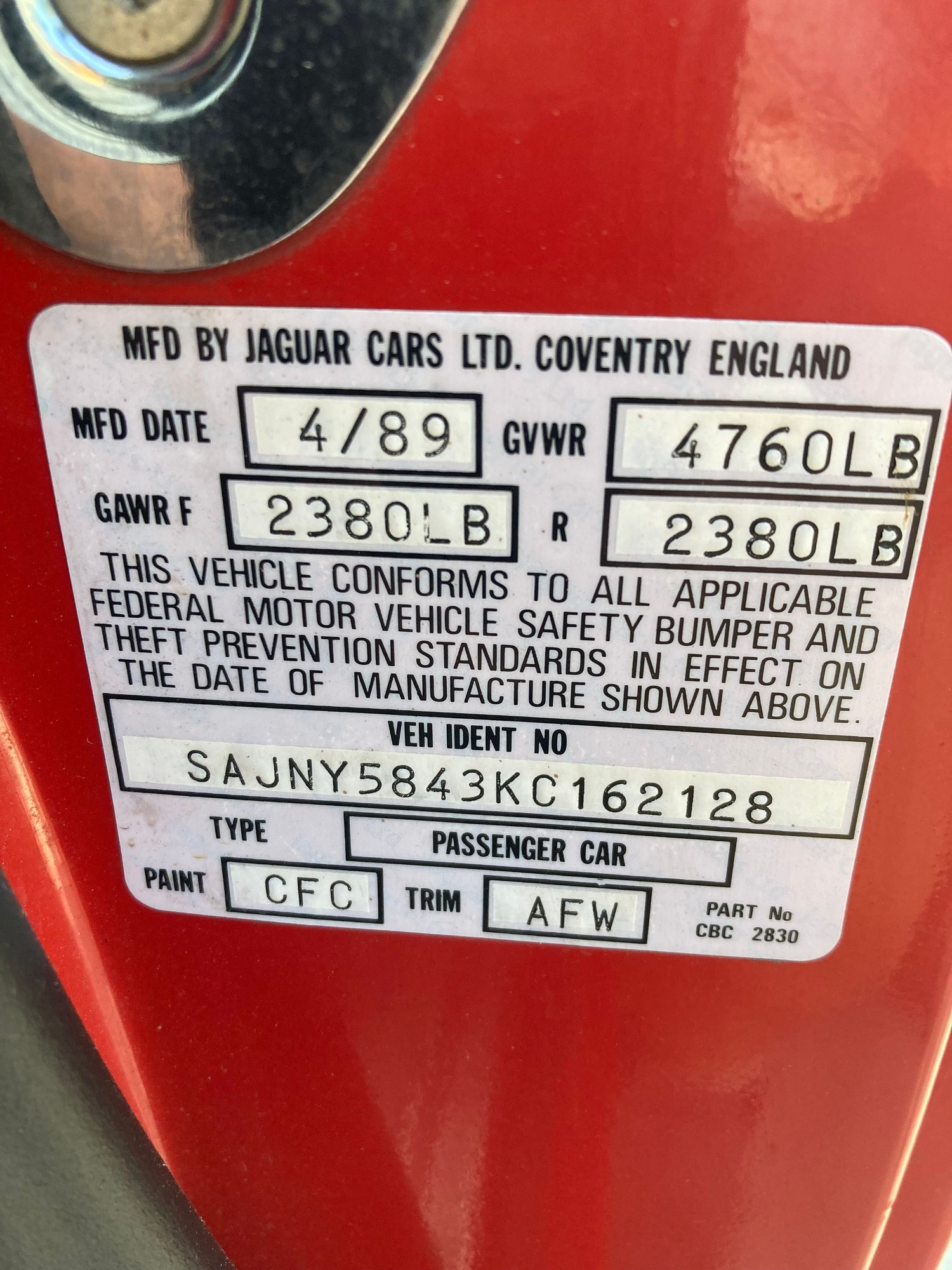 1989 Jaguar XJS - 1989 Jaguar XJS V12 Coupe - Used - VIN SAJNY5843KC162128 - 76,000 Miles - 10 cyl - 2WD - Automatic - Coupe - Red - Spring Hill, TN 37174, United States