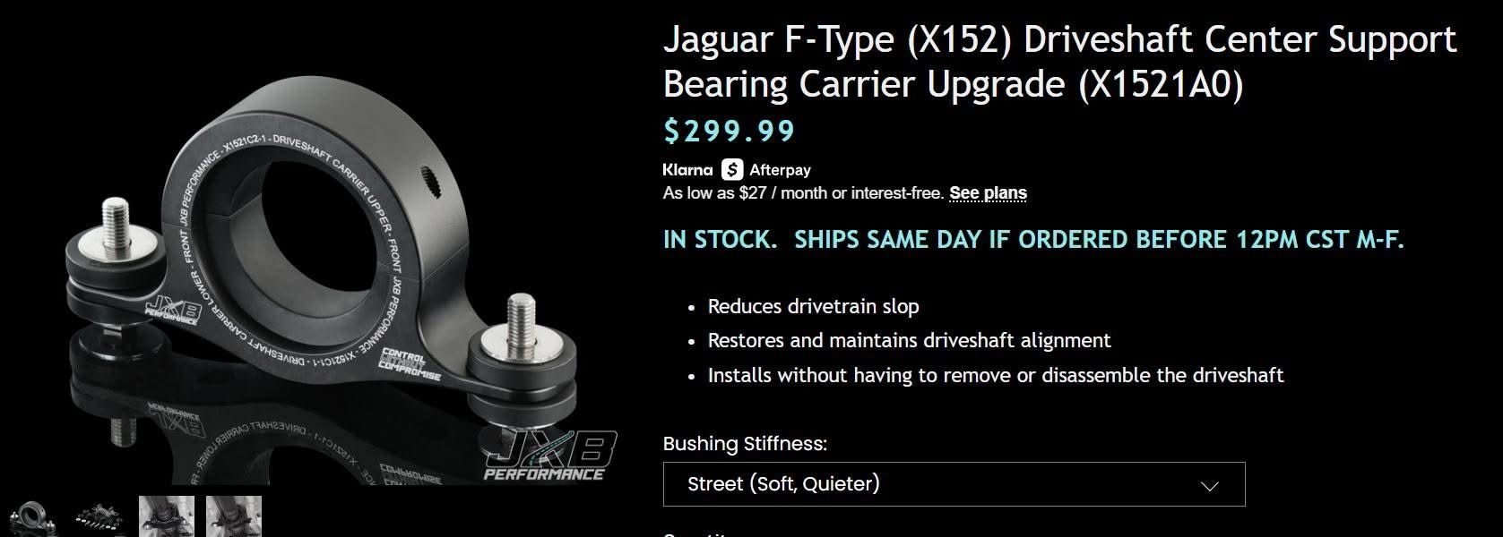 Drivetrain - F-Type Driveshaft Center Support bearing carrier upgrade - New - All Years Jaguar F-Type - Saint Johns, FL 32259, United States