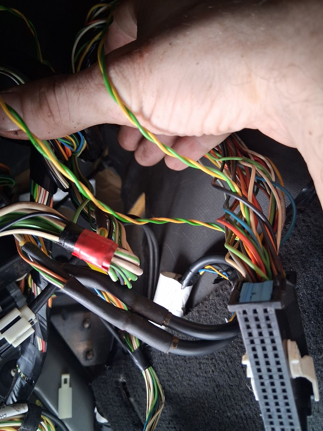 This is the TCM plug wires. left line goes towards the fuse box the right line goes towards the engine