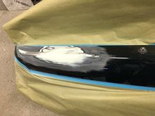 Another shot; you can compare to the first photo in this string to see how far back from the original damage you have to work to do a good repair.  That small ding ends up having to rework a lot larger surface just to blend in properly.