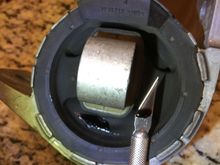 When I cut the old tranny mount, you can see the oil filling leak out.