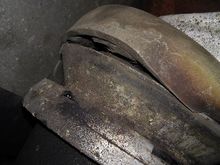 Here is my right engine mount that is also busted, second reason I am waiting on cooler hose. Good new is driver side looks better.