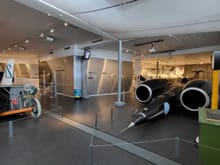 Three of the fastest cars in the world: Thrust2, Bloodhound LSR, and Thrust SSC.  The latter is the current world land speed record holder at 763 mph, the only land vehicle to date to break the sound barrier.