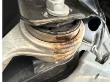 I noticed a bit of oil drops on the garage floor. fortunately, it was just this hydra bush and not an engine seal…