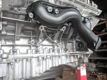 Test-fitting of ceramic-coated exhaust manifold (up reduce heat soak in the engine bay)