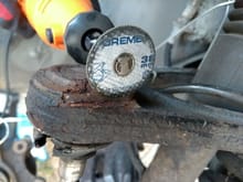 Dremel for cutting the top of ball joint, but a 4" angle grinder is a lot quicker