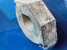 This is the rubber part of the Bump Stop removed and showing the heavy corrosion deposit from the aluminium that had virtually dislodged the rubber bar one or two small spots. I removed the coating then cleaned and degreased with Isopropyl Alcohol 99% ready for coating both surfaces of the rubber and aluminium with instant Contact Adhesive.