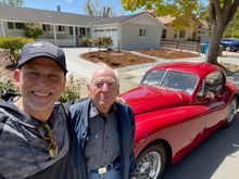 My father and I on a recent drive, in front of my childhood home, in Cupertino, CA