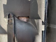 This is a down shot standing directly over the scoop, looking down at the radiator cover and scoop. This is on the passenger side or right side if you look where the cover meets the scoop it overlaps and it looks like the cover piece should go on top of the scoop, but there’s too much material there on the scoop and it interferes