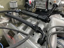 Fuel log and right crankcase breather hose