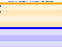 Rock Auto listings for the Jaguar x350 power steering pump options. Note - none of these ship with the pulley, which will be 2 extra steps (removal of pulley, and mounting to replacement pump). However, these should have the matching bolt channel length